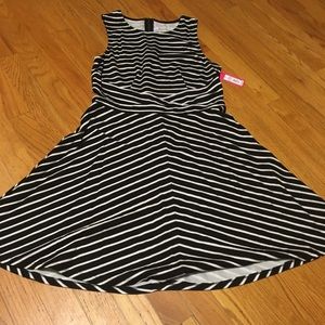 Striped skater dress with waist cutouts